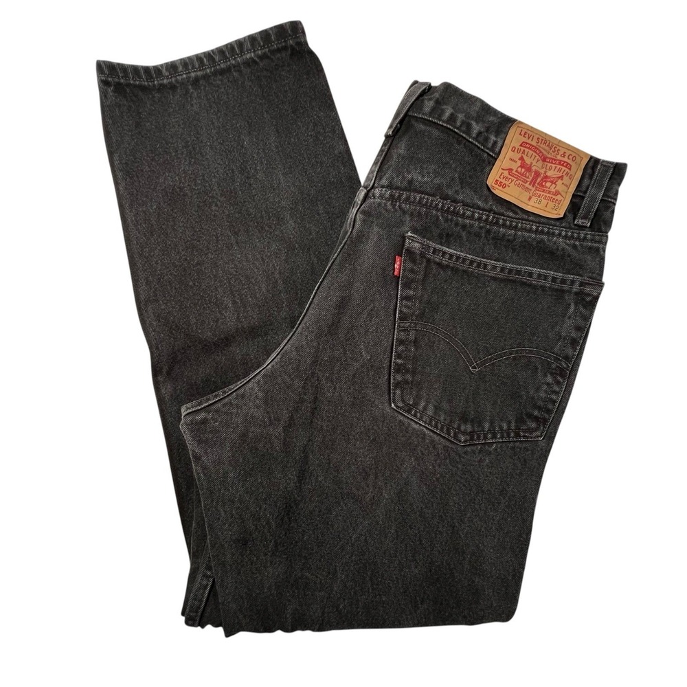 VINTAGE Levis 550 Jeans Mens 38x32 Black Tapered Relaxed‎ Denim 100% Cotton Y2K